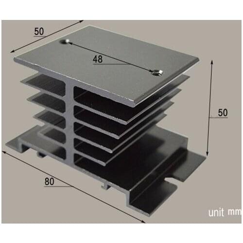10PCS/lot Solid state relay radiator black SSR25A aluminum heat sink radiating seat 50*80*50