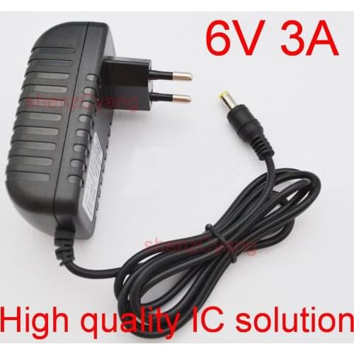 100PCS 6V3A High quality IC solutions DC 6V 3A Switch power supply,6V3000mA 18W LED power adapter, EU plug 5.5mm x 2.1mm-2.5mm
