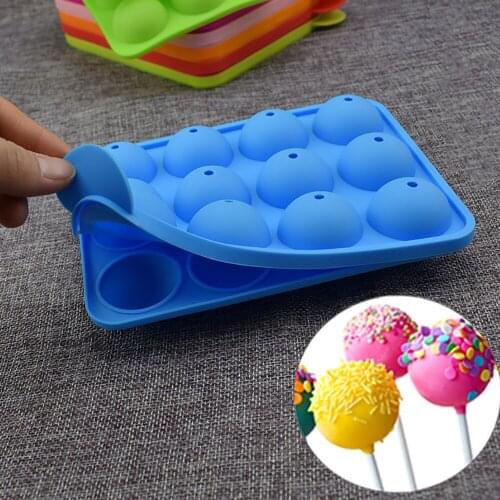 12 Holes Chocolate Ball Cupcake Cookie Candy Maker DIY Baking Tool Silicone Lollipop Mold Stick Tray Cake Decorating Mould