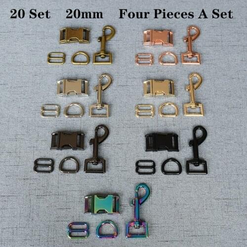 20 Sets 20mm Metal D Ring Snap Hook Adjustable Release Buckle Environmental High Quality handbags DIY Accessories