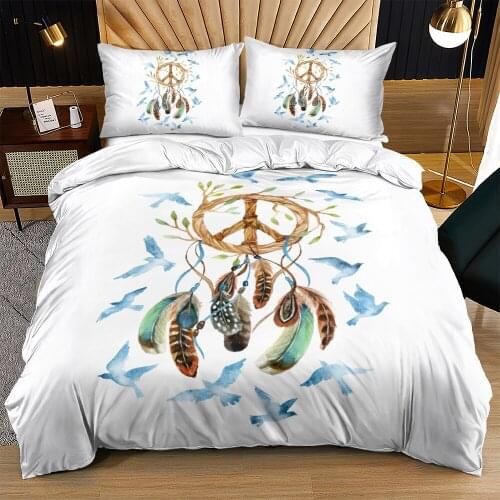 3D Bohemian White Custom Design Beddings Sets Pillowcovers Set Linens Bed Comforter Cases King Queen Full Twin Size Bedclothes