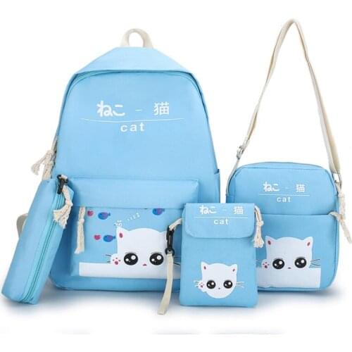 4pcs/set Canvas Women Backpacks Printing Cute Panda School Bag For Teenager Girls Backpack Rucksack Sac A Dos Moclila