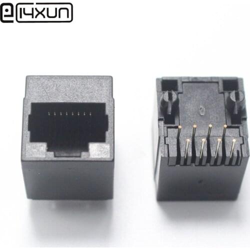 5pcs RJ45 Female Socket without LED Light 5224 Black Plastic Network jack Connector Vertical 8P8C 8Pin Interface