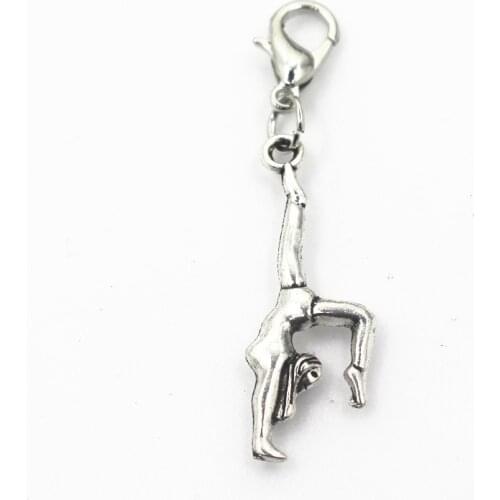 50pcs/lot Gymnastics dangle charms lobster clasp hanging charms pendant/bracelet diy jewelry accessories