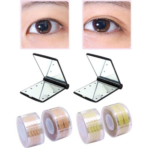 600 Pairs Invisible Breathable Waterproof Lace Double Eyelid Stickers Tape with Makeup Mirror for Girls Ladies Women Slim Wide