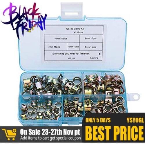 75pcs/set Zinc plating Elastic Ferrule 6/7/8/9/10mm Car Plumbing Spring Clip Hose Clamp for Fuel Line Water Pipe Air Tube