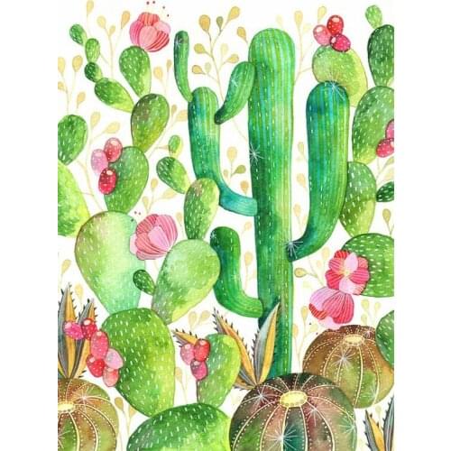 JMINE Div 5D Cactus Flower Full Diamond Painting cross stitch kits art High Quality Plant 3D paint by diamonds