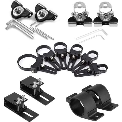 1PAIR CAR LED LIGHT BRACKET DRIVING HEADLAMP HOLDER UNIVERSAL BULLBAR TUBE BAR ENGINE HOOD ROOF RACK LUGGAGE BAR LAMP CLAMP