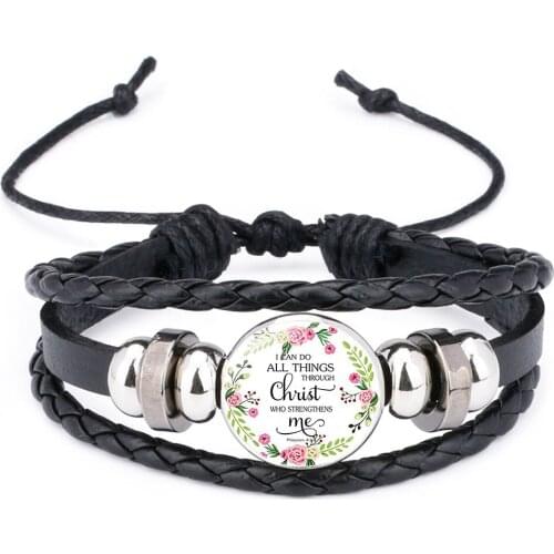 Philippians 4:13 I can do all things through christ who strengthens me bible verse Bracelets quote christian jewelry faith gifts