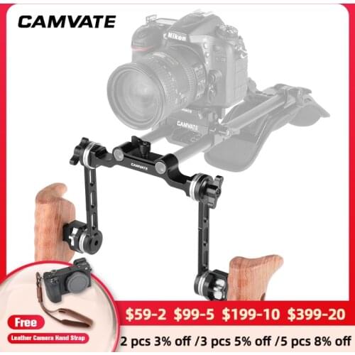 CAMVATE ARRI Rosette M6 Mount Connection Arm With Wooden Handgrip & 15mm Rod Clamp For DLSR Camera Shoulder Rig Support System