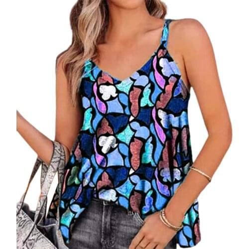 Colorful Camisole Sling Comfy Loose Strap Vest Floral Sleeveless Spaghetti Strap Vest for Dating Basic Stretch Cami Tops