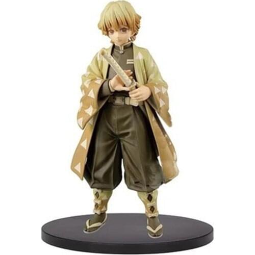 Demon Slayer Kimetsu No Yaiba Figure Agatsuma Zenitsu Ninja 14CM Figurine Toy Figurals Doll Ninja Model Kids Gift