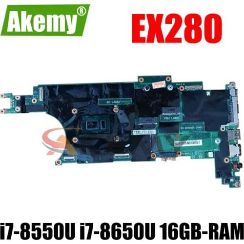 For Lenovo Thinkpad X280 Laptop Motherboard EX280 NM-B521 W/ i7-8550U i7-8650U 16GB-RAM 100% Tested FRU 01LX688 01LX676 01LX68