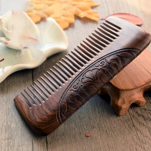 Pocket Wooden Comb Natural Black Gold Sandalwood Super Narrow Tooth Wood Combs No Static Lice Beard Comb Hair Styling