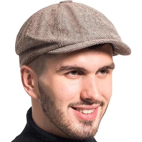 1920s Gatsby Newsboy Hat Men Women Classic Herringbone Tweeb Flat Cap
