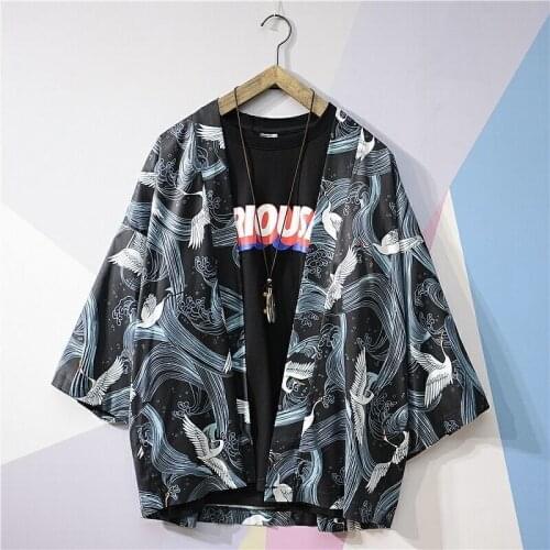Japanese Style Waves Samurai Kimono Streetwear Shirts Women Cardigan Japan Harajuku Anime Robe Traditional Clothes Blouses 2021