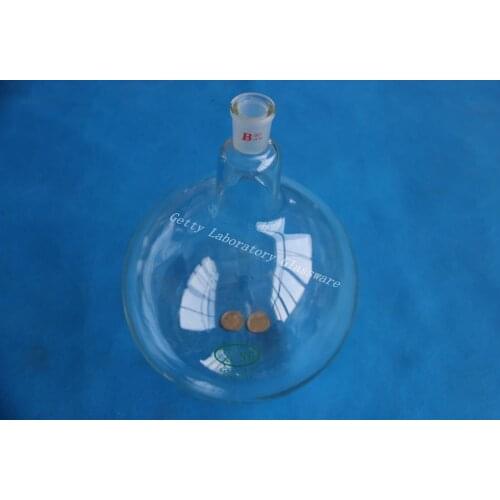 5L (5000ml) round bottom boiling flask, single neck, heavy wall, 24/40 joint, borosilicate glass 3.3 material