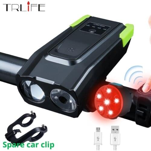 4000mAh Induction Bicycle Front Light Set USB Rechargeable Smart Headlight With Horn 1000 Lumen LED Bike Lamp Cycling FlashLight