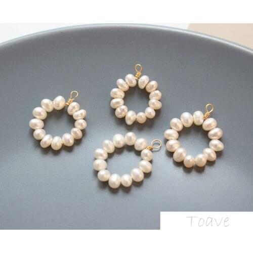 Copper plated 18k gold copper wire around 12 ring pendants Natural freshwater pearls Hand-diy earringpen