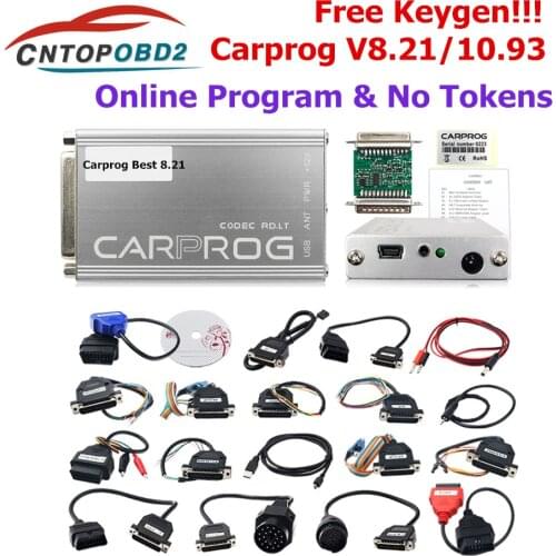 Carprog V8.21 Online with keygen ECU Chip Tunning Repair Tool with 21 Adapters Iprog Pro V85 IMMO OBD2 Car Diagnostic Tool