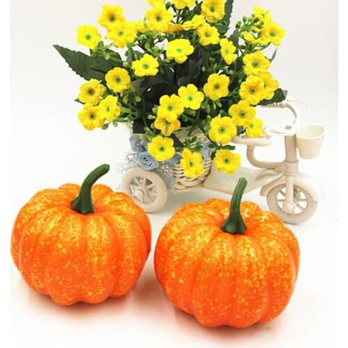 New Arrival 2 Pcs/lot about 9cm size Mini artificial fake decorative pumpkin Halloween For DIY Halloween Party Supplies