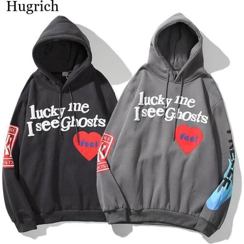Embossed Print Graffiti Letter Plush Sweater Mens and Womens Hooded Jacket Red Heart Graffiti Printed Cotton Hoodie