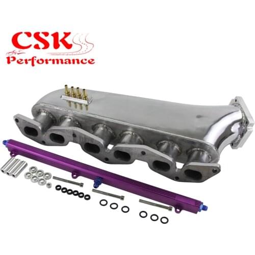 For Supra 1JZ 1JZGTE polished Intake Manifold + top feed fuel rail purple