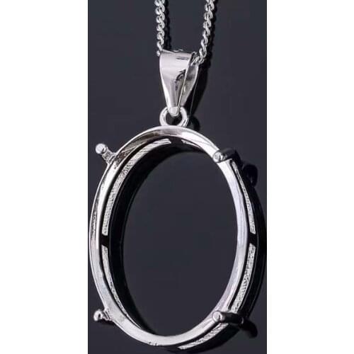Simple 925 Silver Pendant Tray Prevent Allergy Sterling Silver Necklace Pendant Bezel Jewelry DIY Supplier S925 Pendant Setting