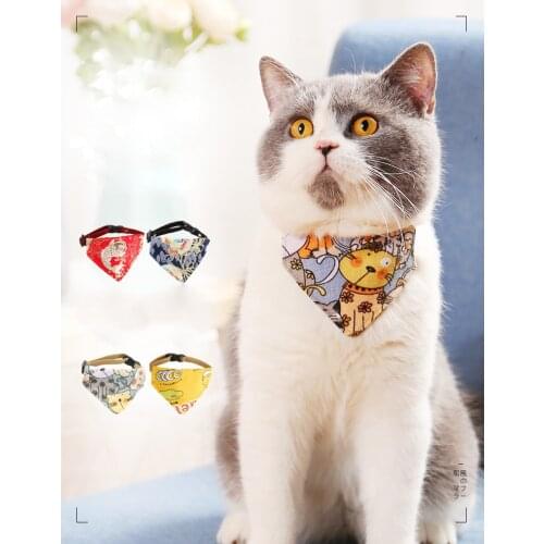 Adjustable Cats Bibs For Small Dogs Collars Tie Necktie Scarf Puppy Cat Triangular Bandage Bow Ties Pet Grooming Saliva Towel