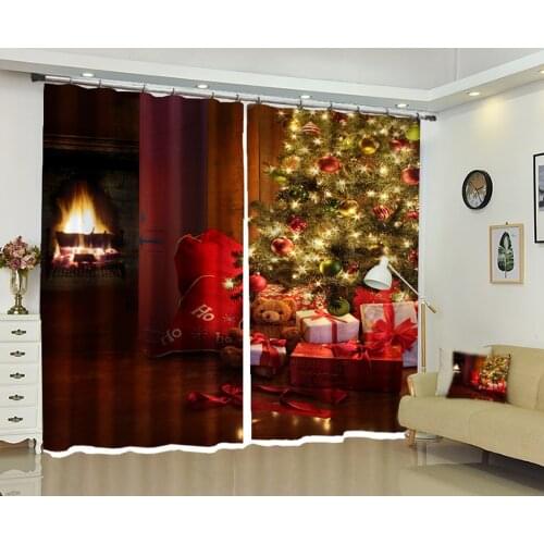 Christmas gift decorate Luxury 3D Blackout thick Window Curtains Living Room kids bedroom Cortinas Drapes Rideaux pillowcase