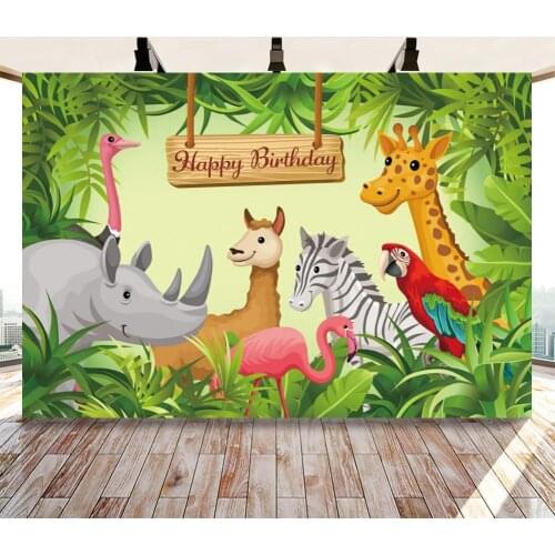 Happy Birthday Backdrops Wild One Jungle Safari Party Animals Newborn Baby Shower Custom Photography Backgrounds Photo Studio