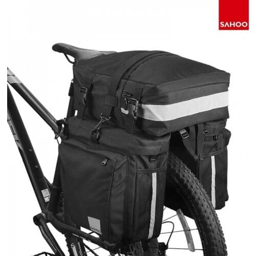 Sahoo Bicycle Luggage Carrier Pannier 37L Rear Trunk Rack Carryings 3 in 1 Bag Pack Shoulder Carry Light Reflective 14892-A-SA