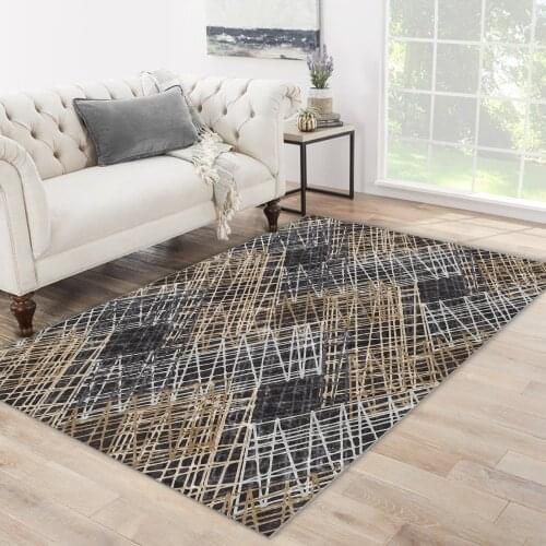 Grey black color quadrangle shaped line patterned carpet modern carpet living room carpet free shipping soft