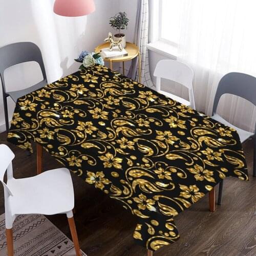 Black Gold Pattern Tablecloth Party Decoration Picnic Table Rectangular Table Covers Wedding Event Home Dining Tea Table Cloth