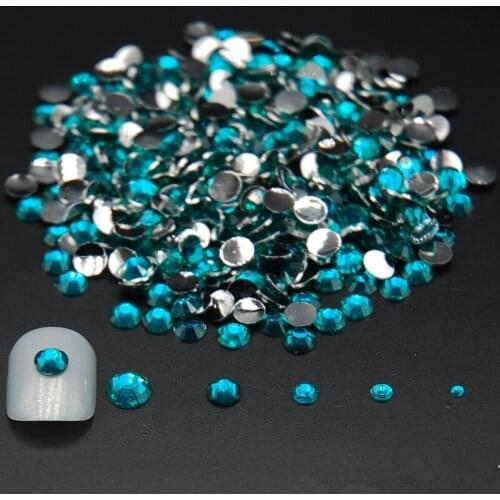 Mixed Sizes 2000pcs Fashion Shiny Acrylic Nail Art Glitter Charm Blue zircon Rhinestone Nail Tools DIY Beauty Decoration