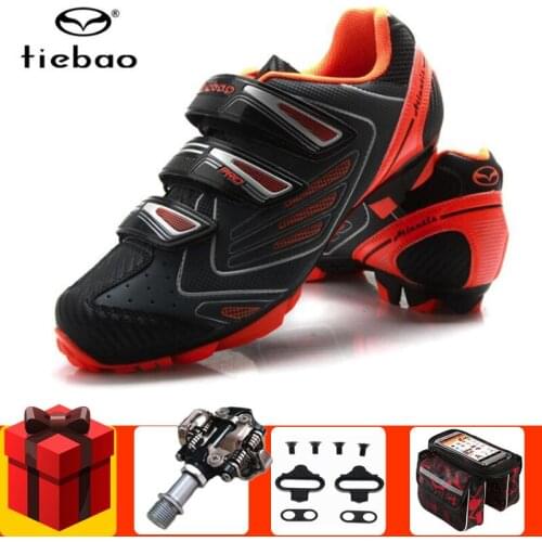 TIEBAO MTB Cycling Shoes Add Bicycle SPD Pedal Set Cycle Mountain Bike Bicycle Racing Sports Shoes for Men Sneakers Women