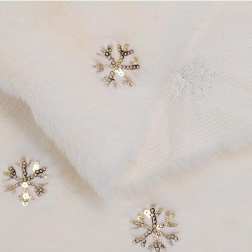 Sequins Snowflake Plush Fabric Autumn And Winter Photography Background Cloth Skirt Christmas Socks Fabric TJ4156