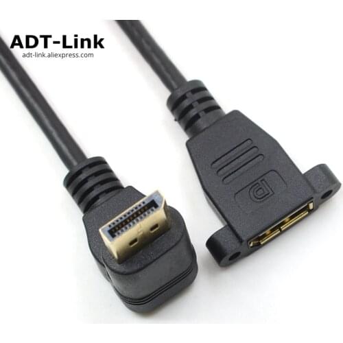 DisplayPort Male to Female 90 Degree Up & Down & Left & Right Direction Angled Extension Cable with Screw mounting hole 30cm