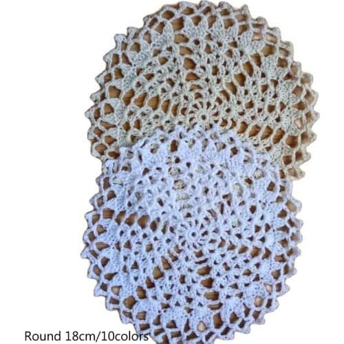 Vintage round lace cotton table place mat crochet coffee placemat pad Christmas drink coaster cup mug tea dining doily kitchen