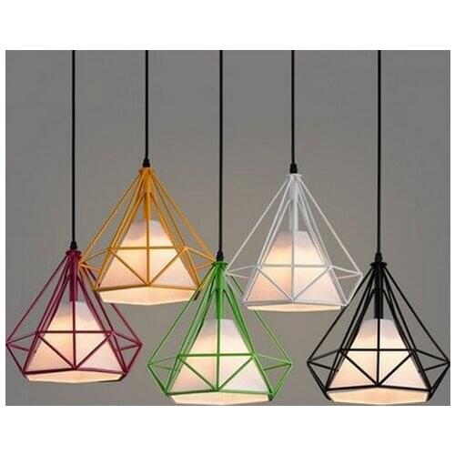 Loft Style Diamond Iron Droplight Edison Vintage Pendant Light Fixtures For Dining Room LED Hanging Lamp Home Decor Lighting