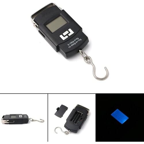 High Quality Digital Hanging Scale Portable 50Kg/5g BackLight Electronic Scales LED Display Fish Hook Luggage Black Scale