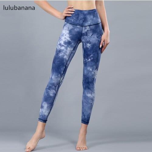 LULU Tie dye Women YOGA Pants Leggings High Waist Seamless Gym Fitness Running Workout Sports Pants Leggins TIghts for Women