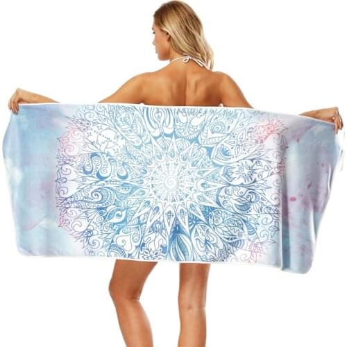 Printed Microfiber Wearable Women Rectangle Absorbent Bath Beach Towel Sunscreen Sexy Sling White Soft Beach Cover