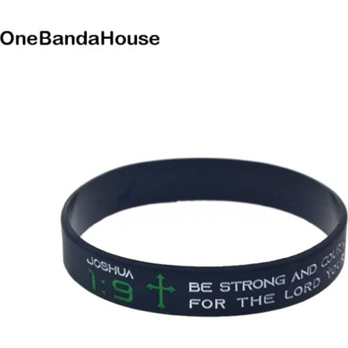 1PC Joshua 1 9 Be Strong and Courages Do not be Afraid Religious Faith Silicone Wristband