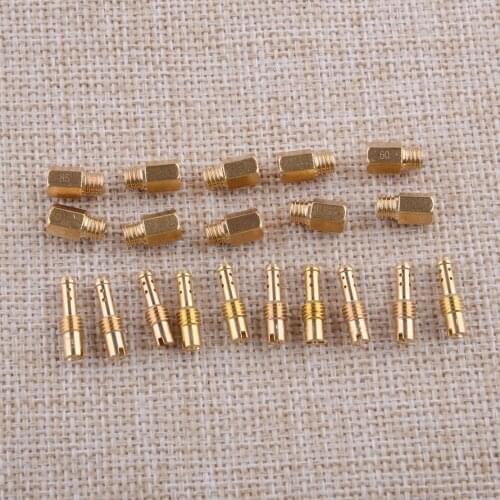 10pcs Light Gold Main Jets & Pilot Jets Carburetor Kits Metal Fit for Mikuni TM TMX VM VM22 Accessories