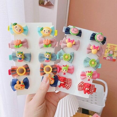 10Pcs hair clip set Girl Cute Hair bands Hair Accessories Bow Flower animal headwear Hairpin cartoon hair band Hairpin Headdress