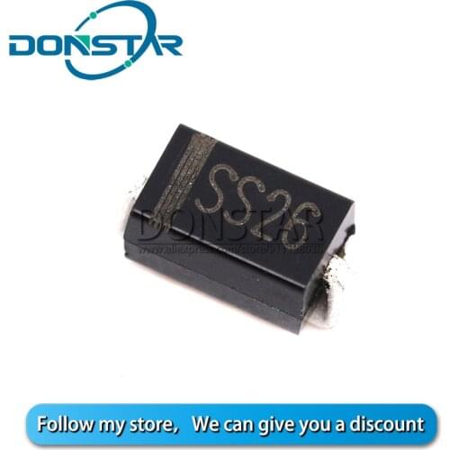 100pcs SS26 SR260 SMA DO-214AC SMA 2A 60V Schottky Diodes