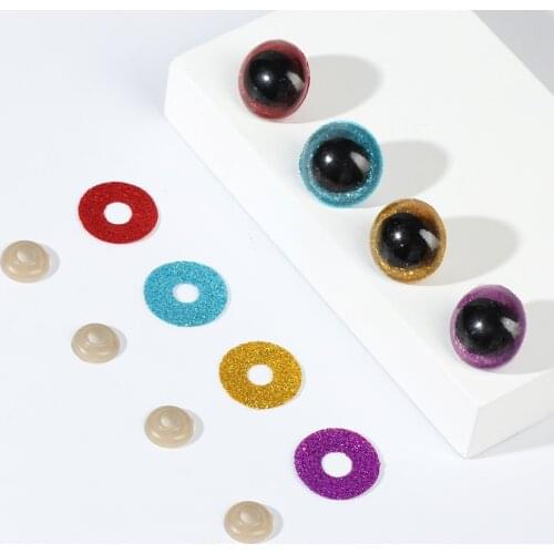 10CPS 16-24mm Shinning Plastic Doll Safety Eyes Glitter Plush Eyeballs DIY Toy Amigurumi Bear Stuffed Doll Making Accessories