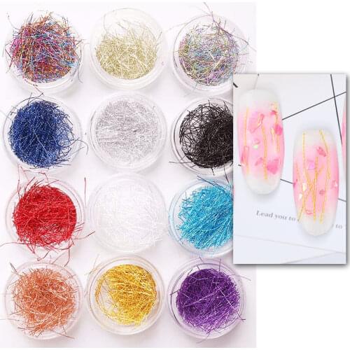 12 Colors/Set Metallic Gold Silver Colorful Line String Rolls Glitter Extra Fine Wire Line DIY Nail Art Tips Decorations