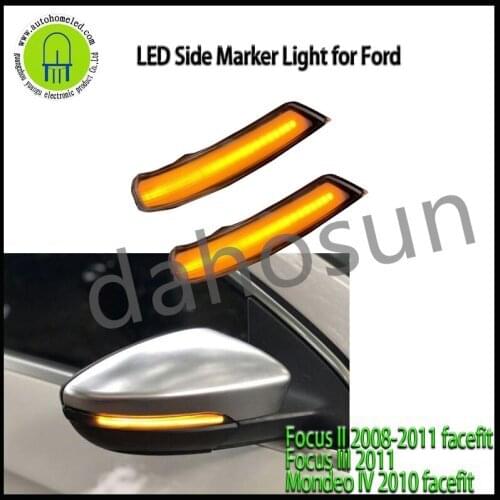 2Pcs Dynamic LED Turn Signal Light for Ford Focus 2 3 Mondeo 2008 2009 2010 2011 Flowing Rearview Mirror Indicator Blinker